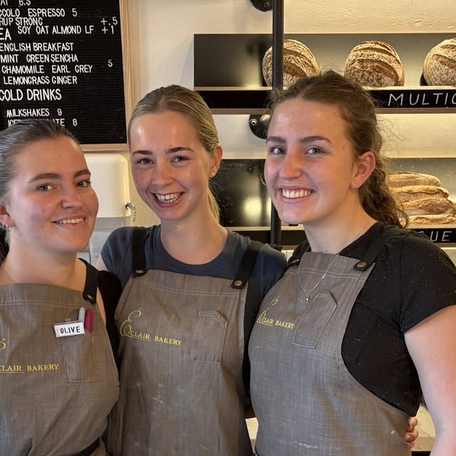 Olive, Kendal and Matilda behind the counter in Éclair’s Meet the Éclair Sisters Instagram post